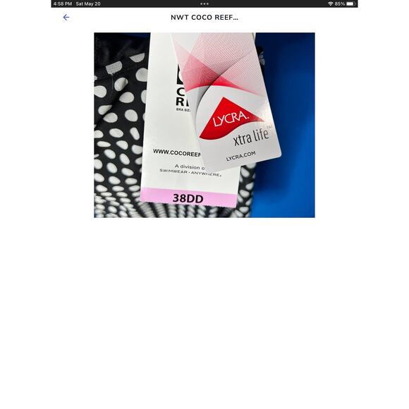 Coco Reef Allure Mesh Underwire Tankini swim top 34DD Endless Summer Palm NWT - Picture 9 of 9